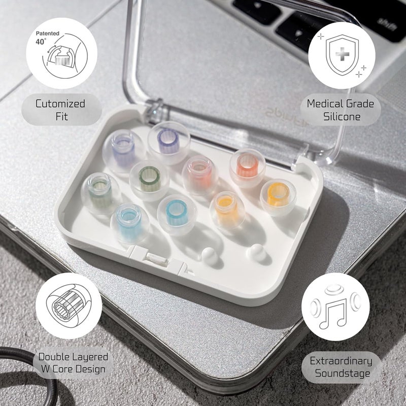 SpinFit W1 for IEM - SS - Patented Medical-Grade Silicone Ear Tips, Double W-Shaped Tube Core, More Stability - Image 4